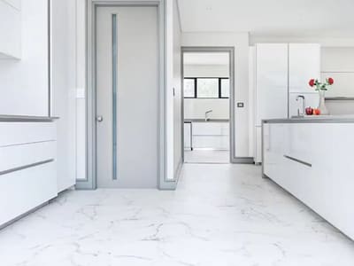 Polished marble floor with high-gloss finish